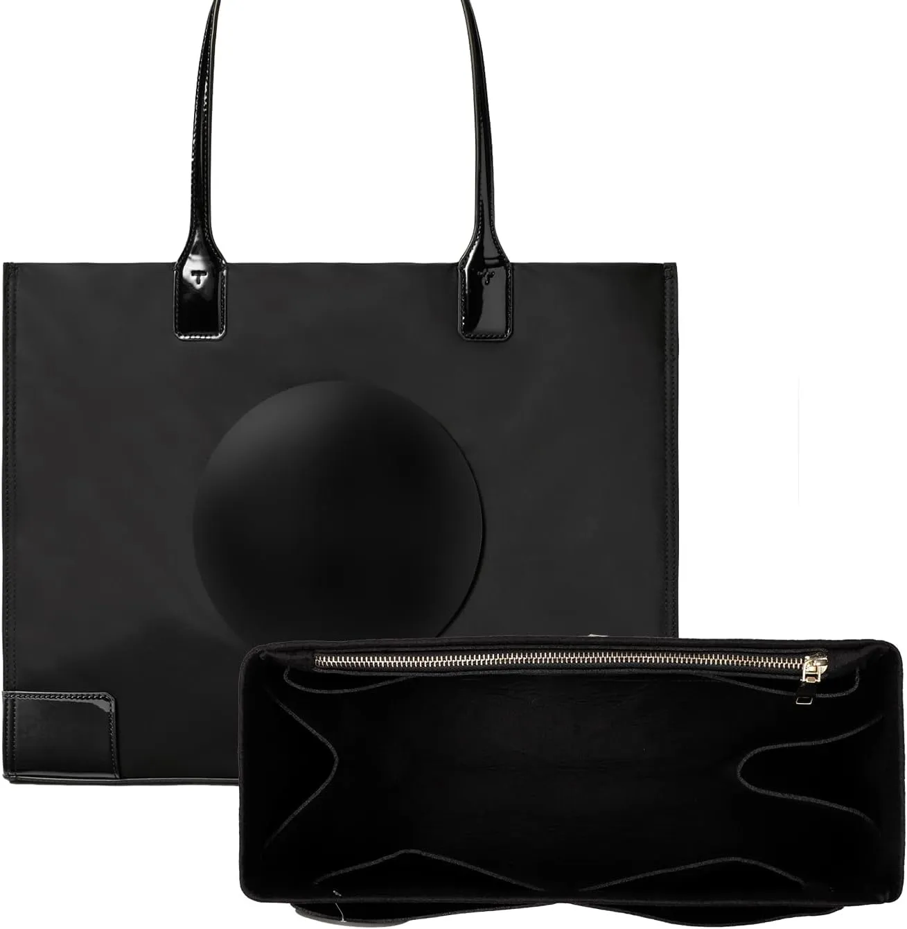 Purse Organizer Insert For Handbags,Bag Organizer Insert, Compatible with Alam BB and PM,Ella Tote,Telfar Medium, Book Tote M (Black, Large)