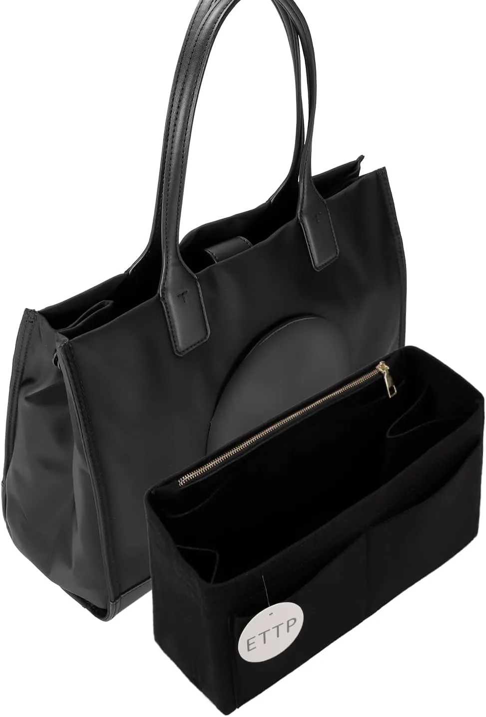 Purse Organizer Insert For Handbags,Bag Organizer Insert, Compatible with Alam BB and PM,Ella Tote,Telfar Medium, Book Tote M (Black, Large)