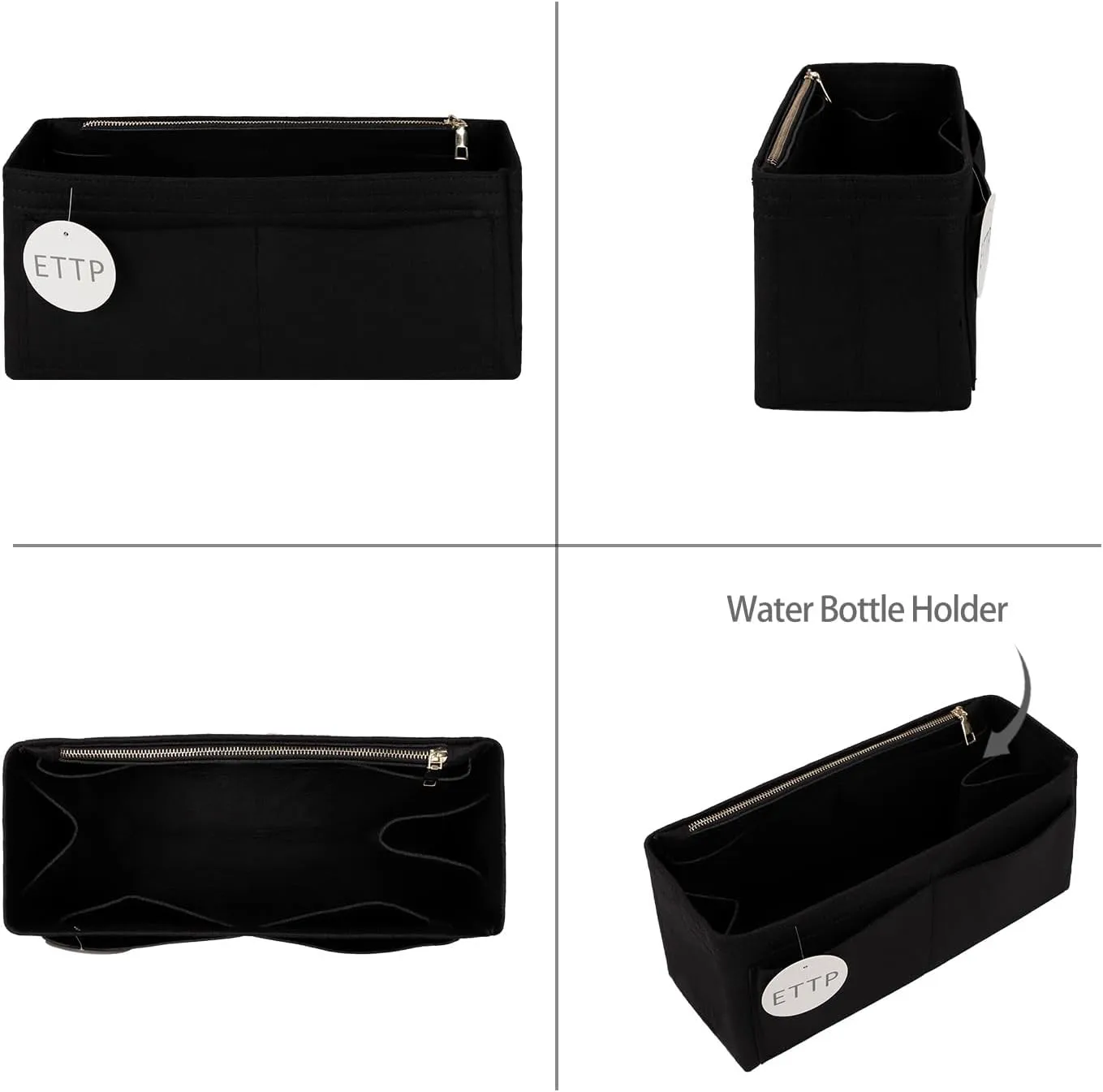 Purse Organizer Insert For Handbags,Bag Organizer Insert, Compatible with Alam BB and PM,Ella Tote,Telfar Medium, Book Tote M (Black, Large)