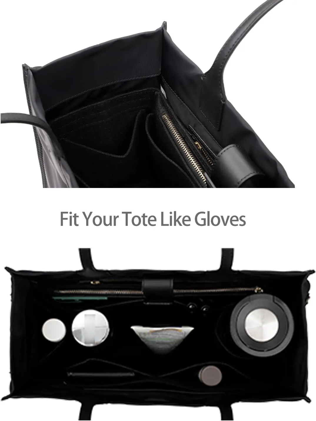 Purse Organizer Insert For Handbags,Bag Organizer Insert, Compatible with Alam BB and PM,Ella Tote,Telfar Medium, Book Tote M (Black, Large)