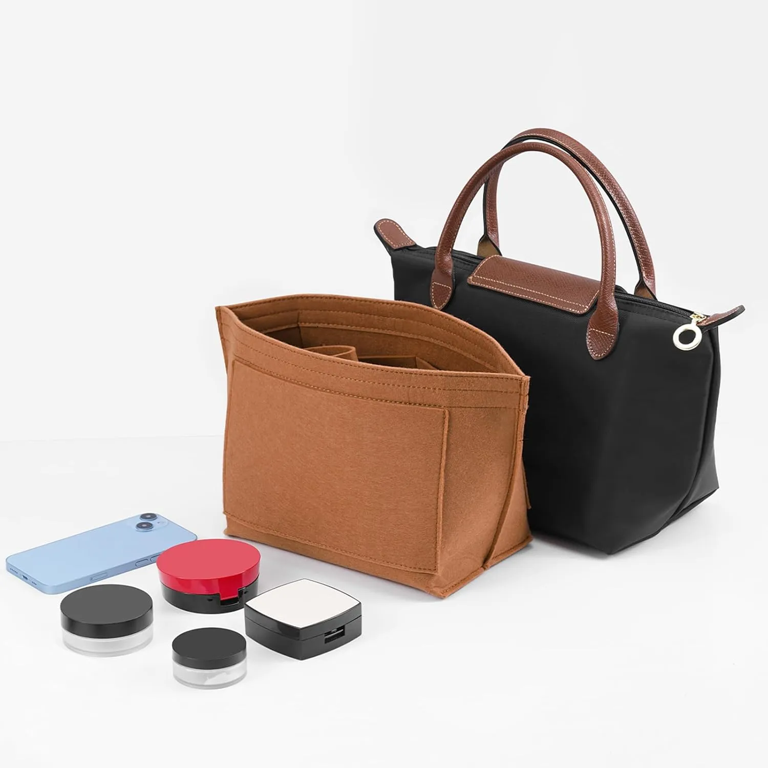 Purse Organizer Insert for Le Pliage Large Handbags Insert Organizer (EarthColor, Large)