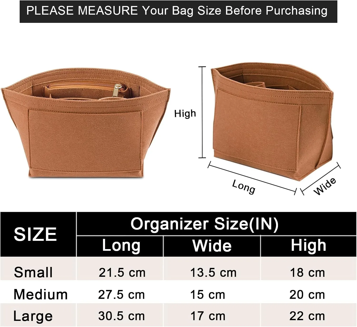 Purse Organizer Insert for Le Pliage Large Handbags Insert Organizer (EarthColor, Large)