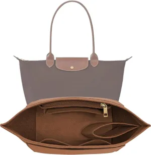 Purse Organizer Insert for Le Pliage Small Handbags Insert Organizer (Brown, Small)