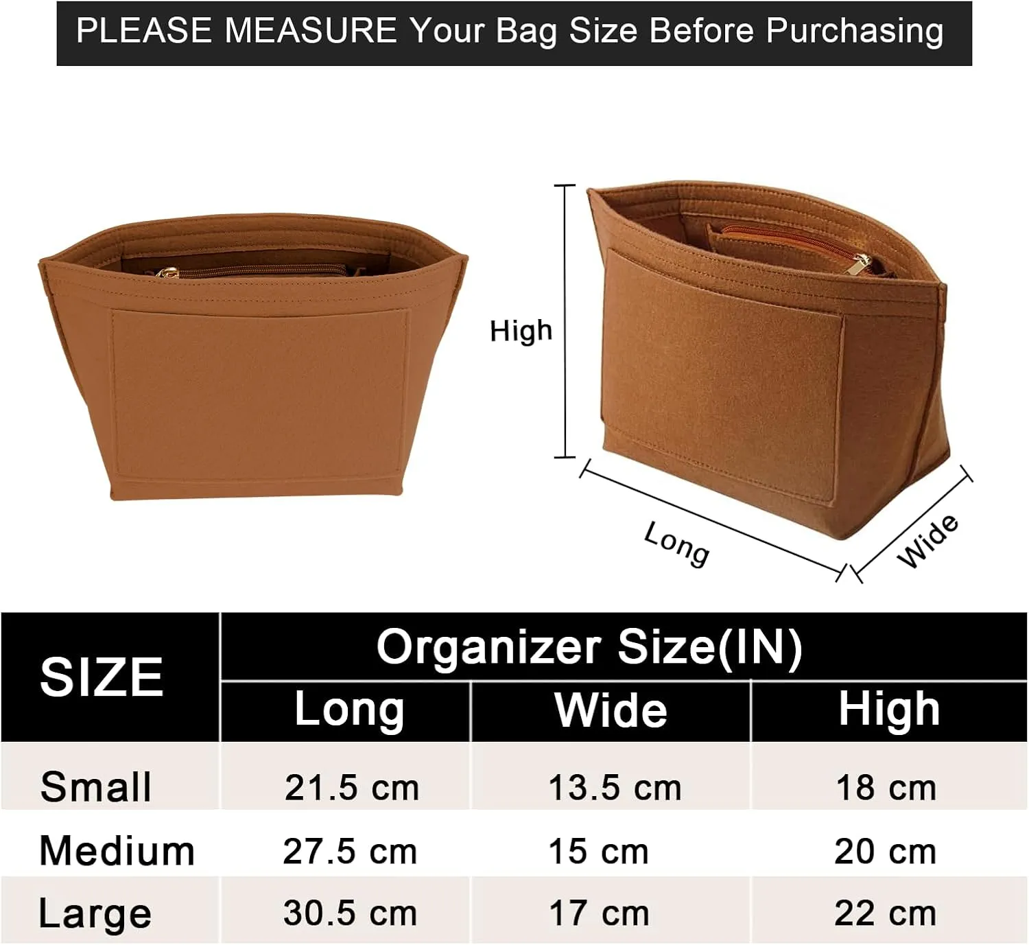 Purse Organizer Insert for Le Pliage Small Handbags Insert Organizer (Brown, Small)
