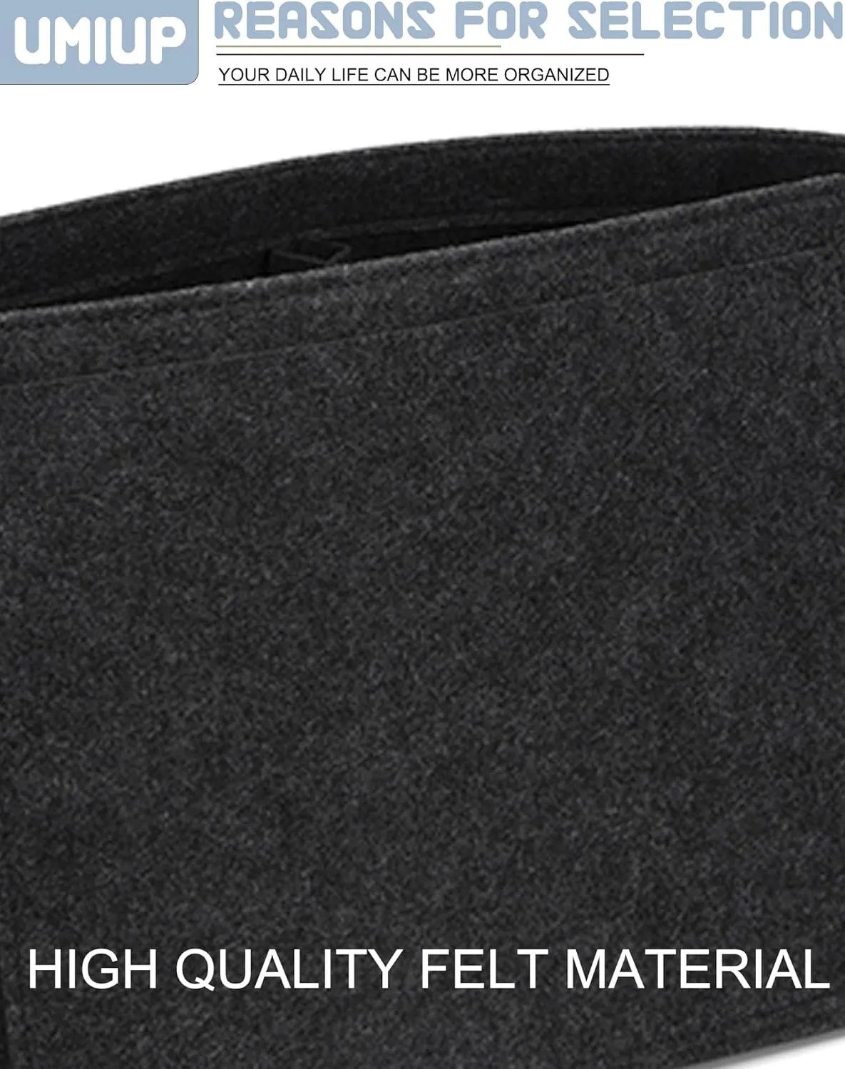 Purse Organizer Insert for Longchamp Le Pliage M Handbag Insert, Felt Handbag Organizer Insert Large Tote with Cup Holder, Bag Organizer with Zipper,8 Compartments(Dark Grey,M10.23*7.87*5.12in)