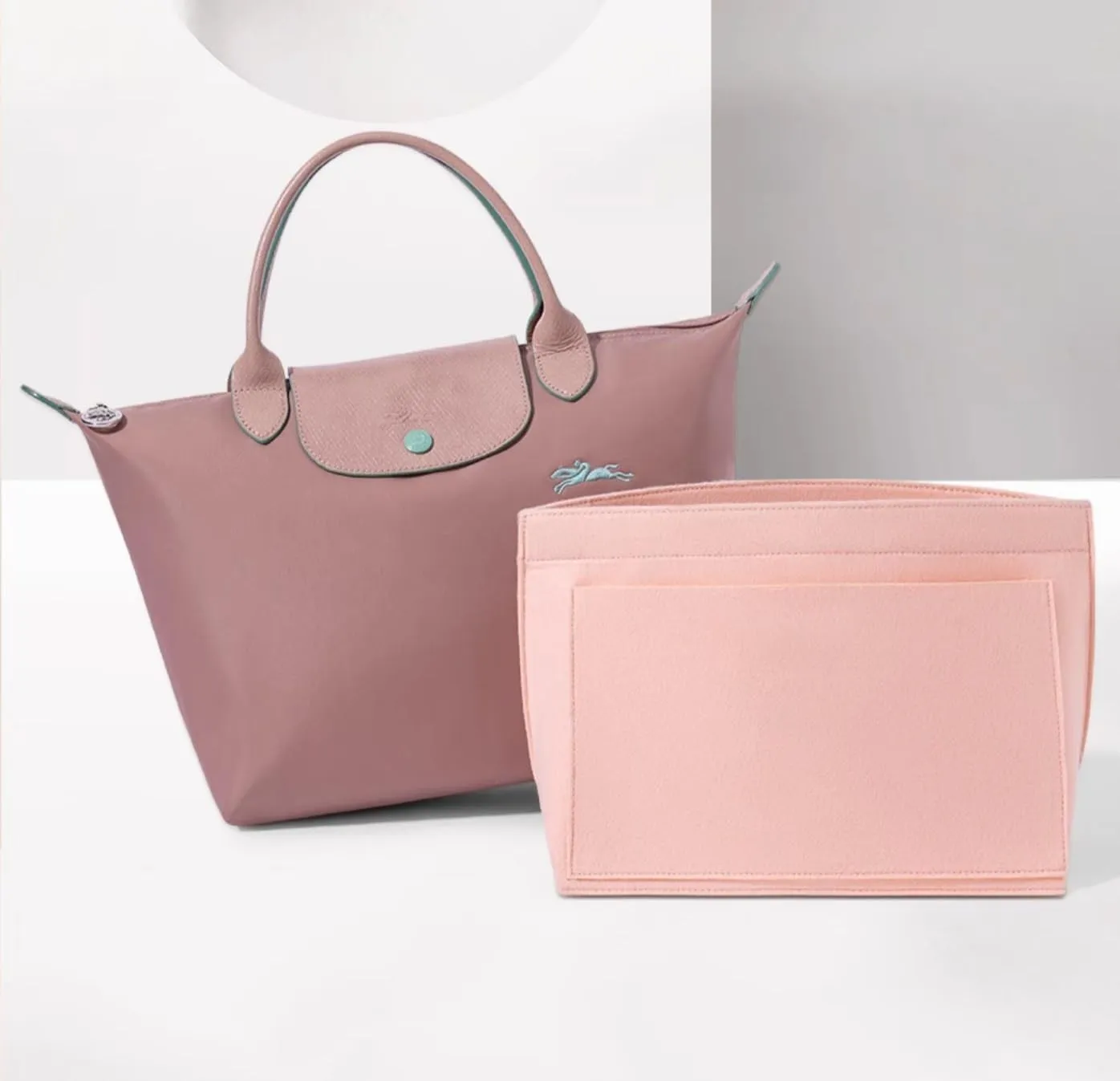 Purse Organizer Insert for Longchamp Le Pliage Tote, Handbag Organizer Compatible with Le Pliage Shoulder Bag (Pink, M 10.23 X 7.87 X 5.12INCH)