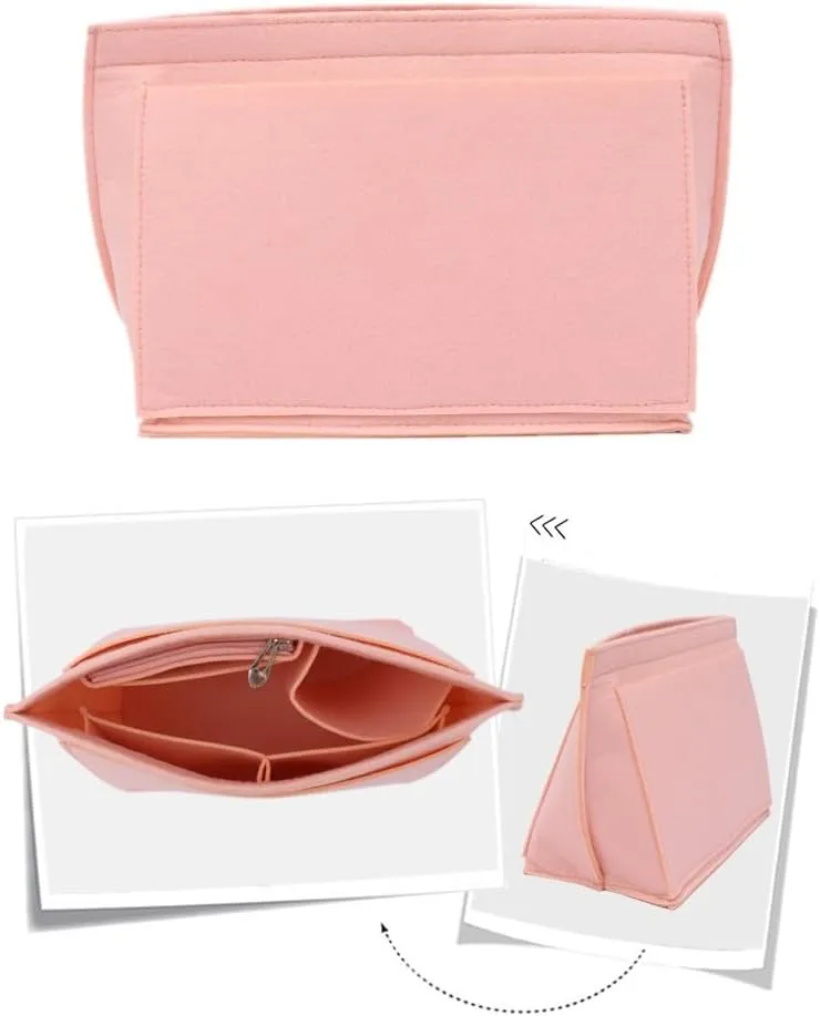 Purse Organizer Insert for Longchamp Le Pliage Tote, Handbag Organizer Compatible with Le Pliage Shoulder Bag (Pink, M 10.23 X 7.87 X 5.12INCH)