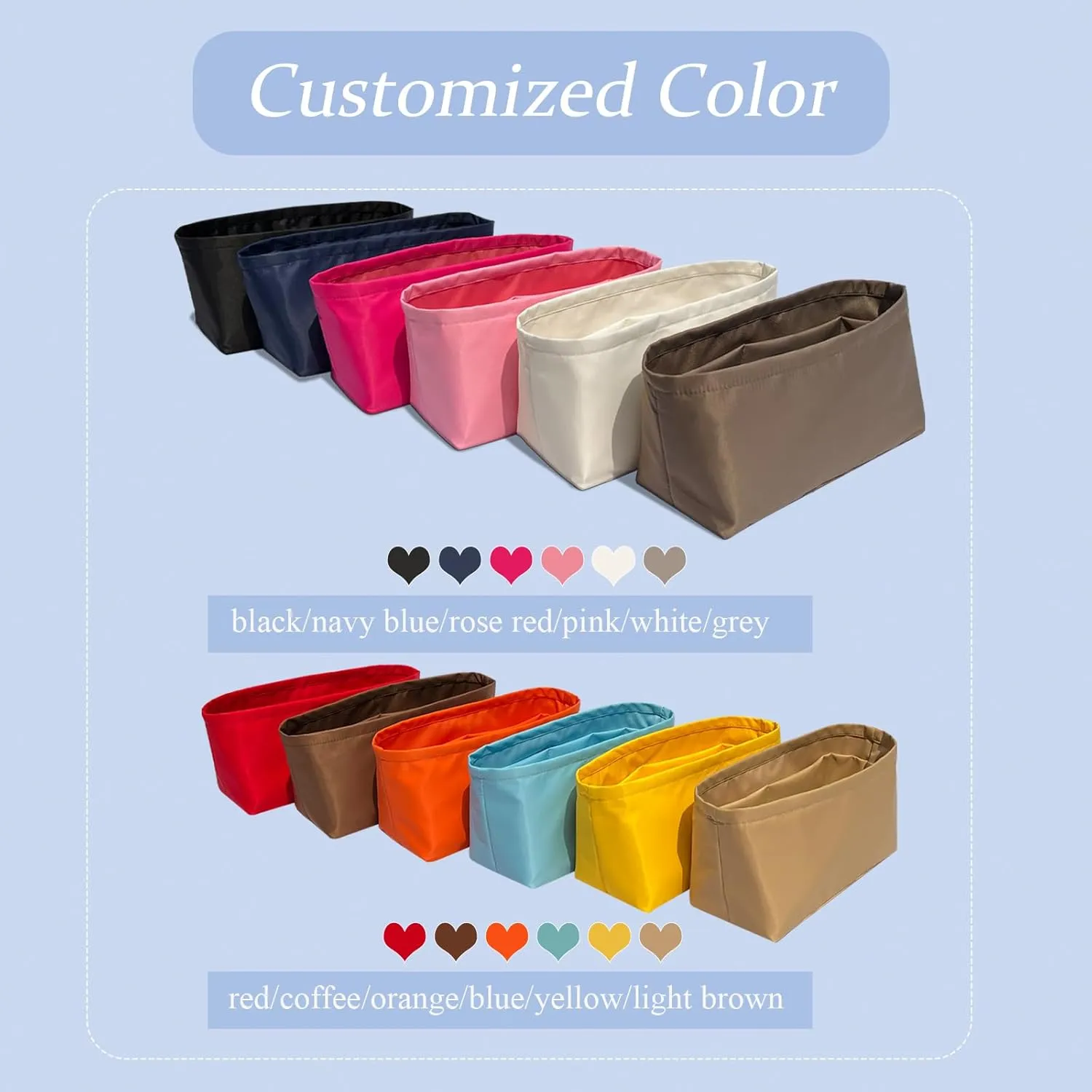 Purse Organizer Insert, Nylon Inner Liner for Loewe Flamenco Bag, Durable Storage Multiple Pouch Cosmetics Zipper Bag Insert Handbag Organizer (Style-01, Mini)