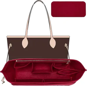 Purse Organizer Insert with Base Shaper Compatible with C.oach City 33, neverfull MM, G.oyard PM and More,Bag Organizer Insert for Luxury Bags,L/Wine Red
