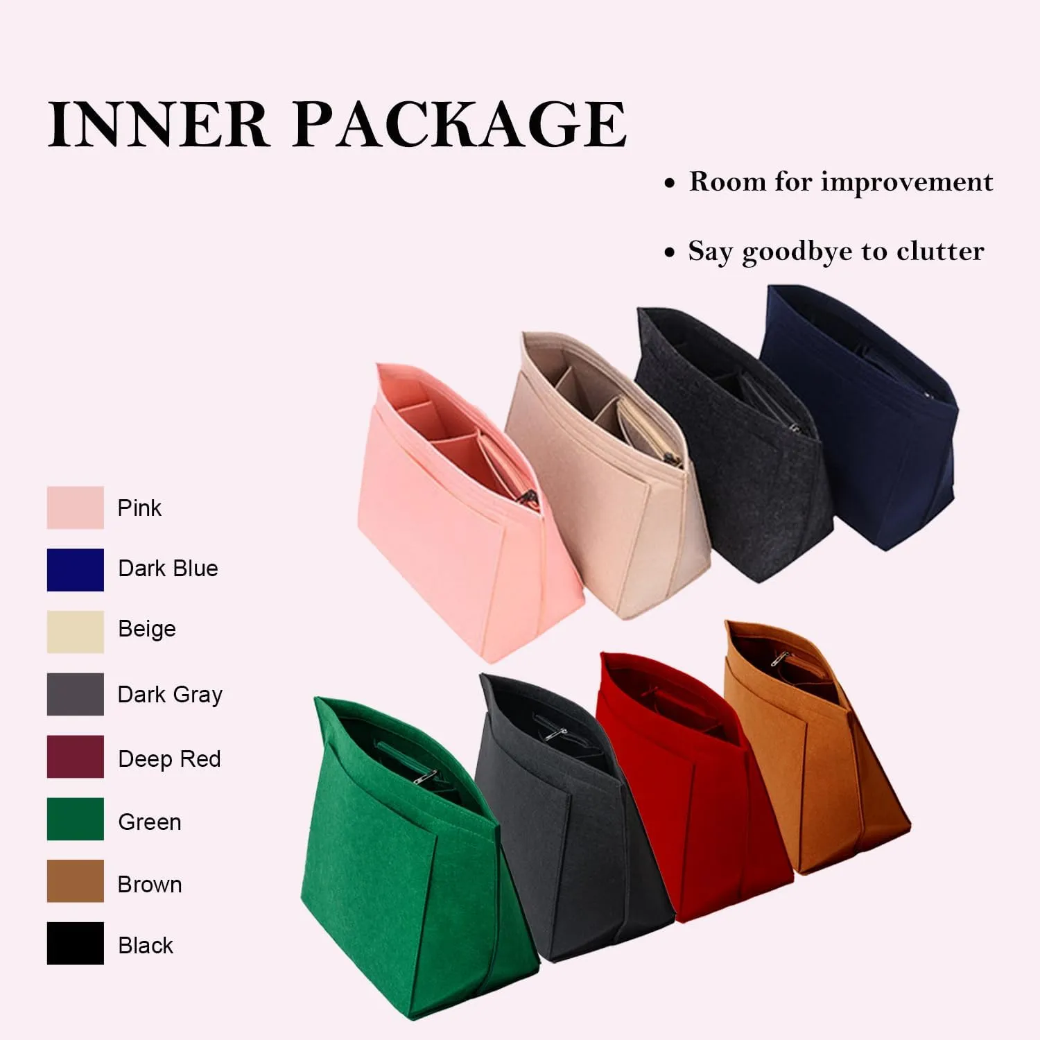 Purse Organizer, Multi-Pocket Felt Handbag Organizer, Folding Tote Bag organizer insert for Insert Wallet Organizer Suitable for Longchamp (Black, Small)