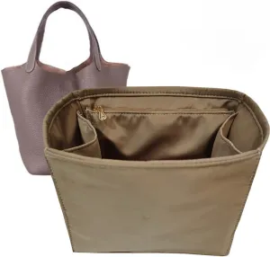 Purse Organizer Picotin 18 22 26 Insert Bags Makeup Handbag Inner Purse Portable base shaper Premium Nylon (Picotin 18, khaki)