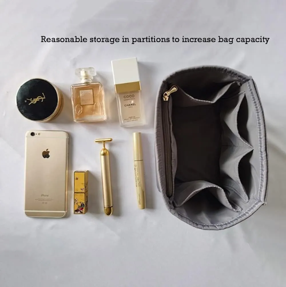Purse Organizer Picotin 18 22 26 Insert Bags Makeup Handbag Inner Purse Portable base shaper Premium Nylon (Picotin 18, khaki)