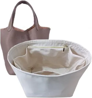 Purse Organizer Picotin 18 22 26 Insert Bags Makeup Handbag Inner Purse Portable base shaper Premium Nylon (Picotin 22, Beige)