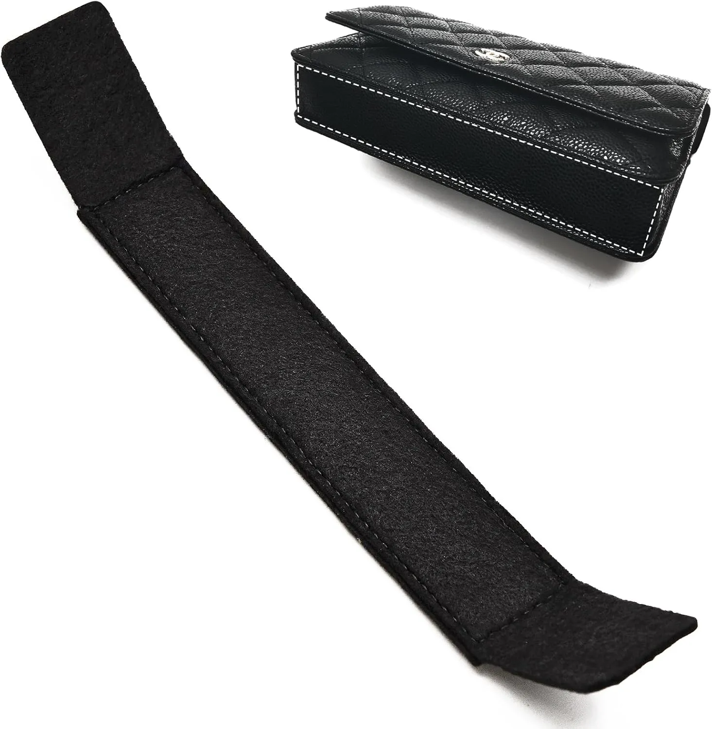 Purse WOC Felt Base Shaper Saver and Insert for Wallet on Chain Bag, Chain Bags Handbag woc Base Shaper(Black,Felt Base Shaper 10" x 1.2")
