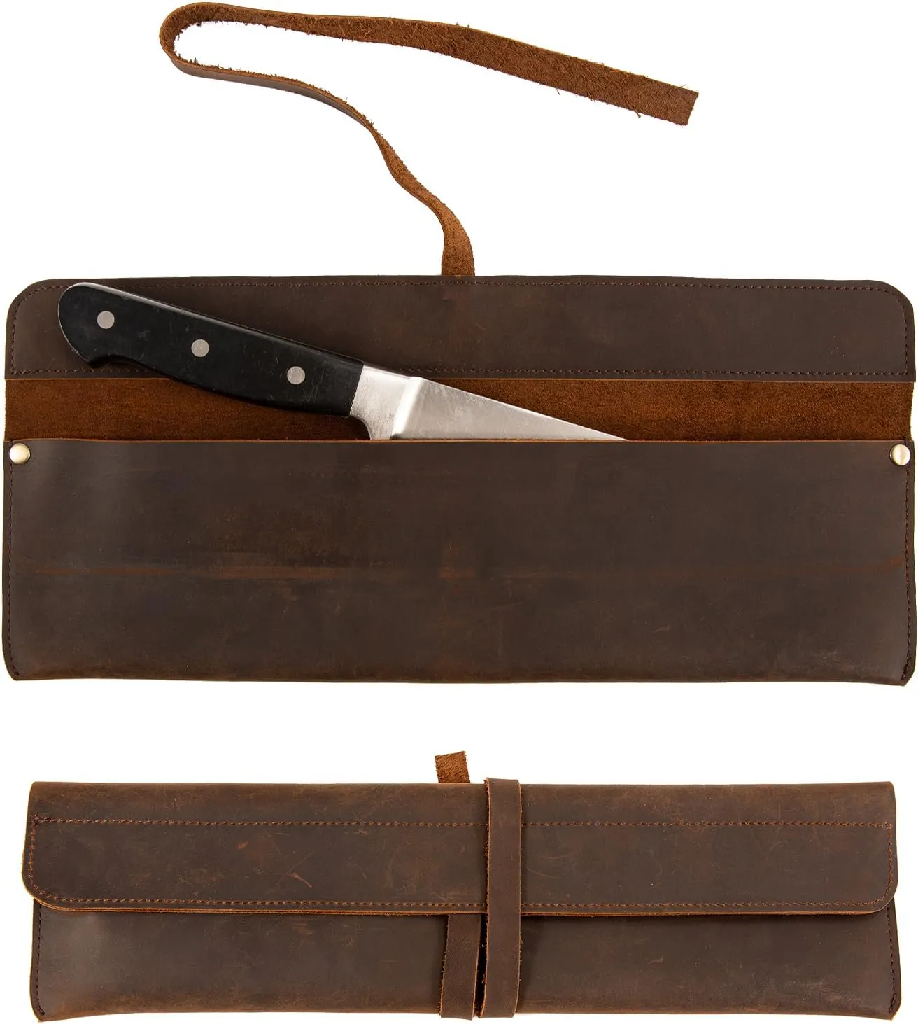 Qchengsan Leather Chef Knife Sheath,Single Chef Knife Case Bag Roll for Traval,Sheaths for Chef's Kitchen knives,Tool Organizer Pouch Culinary Accessories Cooking Tools Roll,Gifts for Men