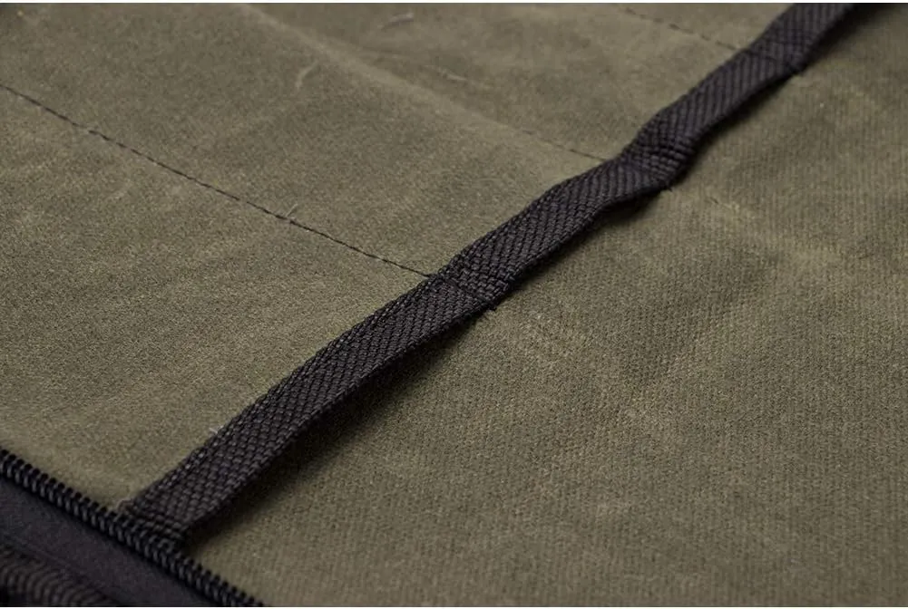 QEES Knife Roll,Heavy Duty Knife Bag,Waxed Canvas knife Case with 4 Slots For Knives & Kitchen Tools,Chef Knife Bag With Handle.Portable Knife Roll Bag For Chefs Culinary Traveling.Knives Pouch