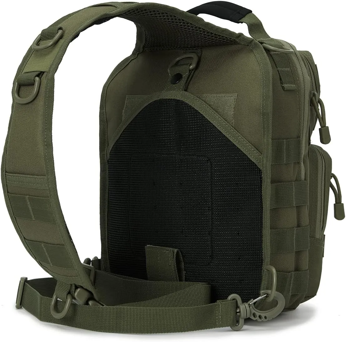 QT&QY Tactical Sling Bag for Men Small Military Rover Shoulder Backpack EDC Chest Pack Molle Assault Range Bag