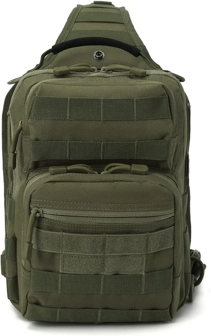 QT&QY Tactical Sling Bag for Men Small Military Rover Shoulder Backpack EDC Chest Pack Molle Assault Range Bag