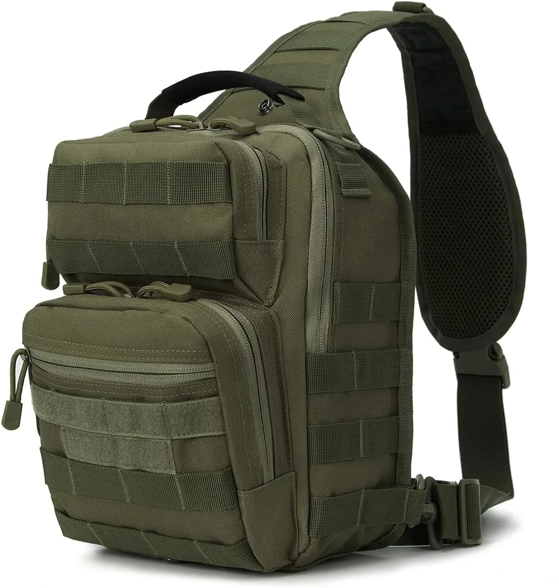 QT&QY Tactical Sling Bag for Men Small Military Rover Shoulder Backpack EDC Chest Pack Molle Assault Range Bag