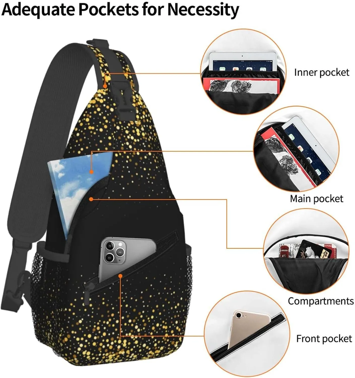 Rainbow Camouflage Sling Bag Adjustable Crossbody Bag Casual Chest Bags Travel Shoulder Backpack For Women Men