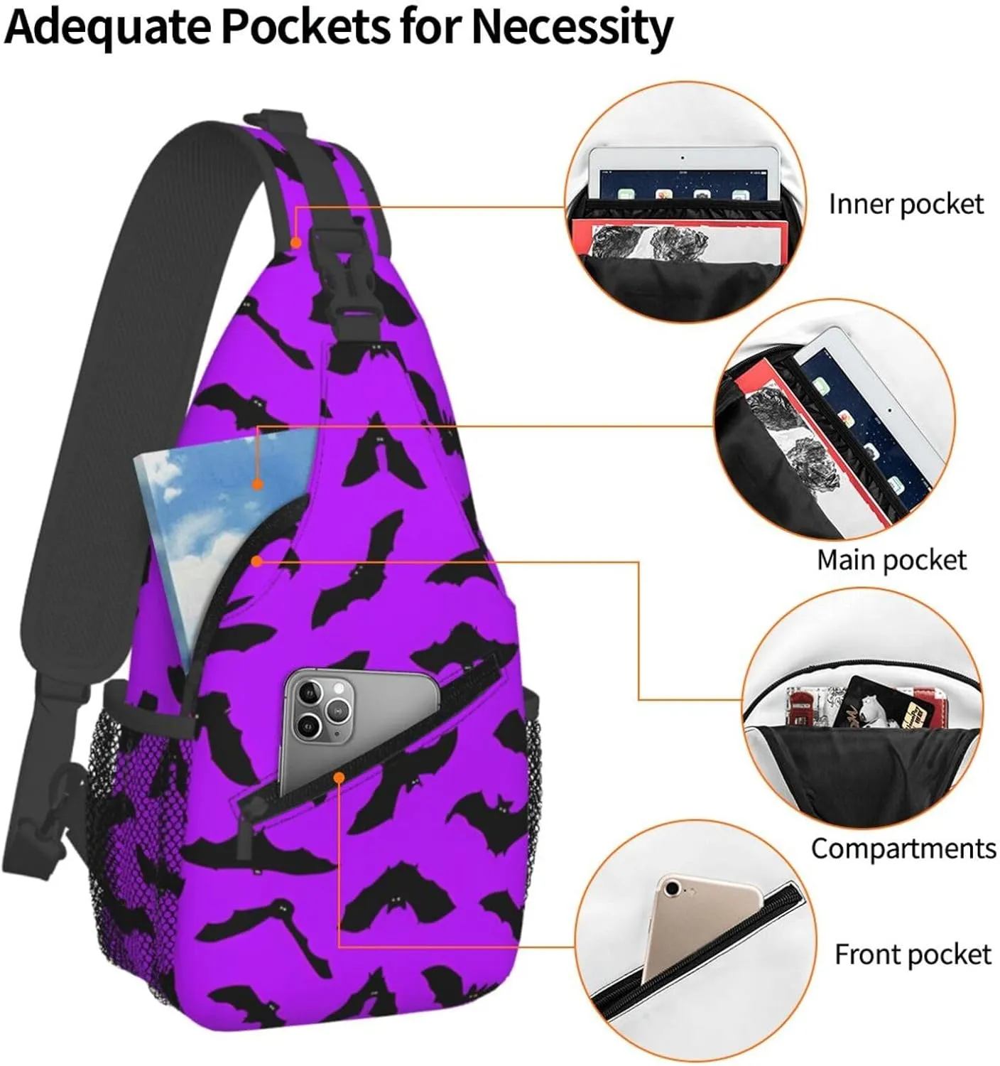 Rainbow Camouflage Sling Bag Adjustable Crossbody Bag Casual Chest Bags Travel Shoulder Backpack For Women Men