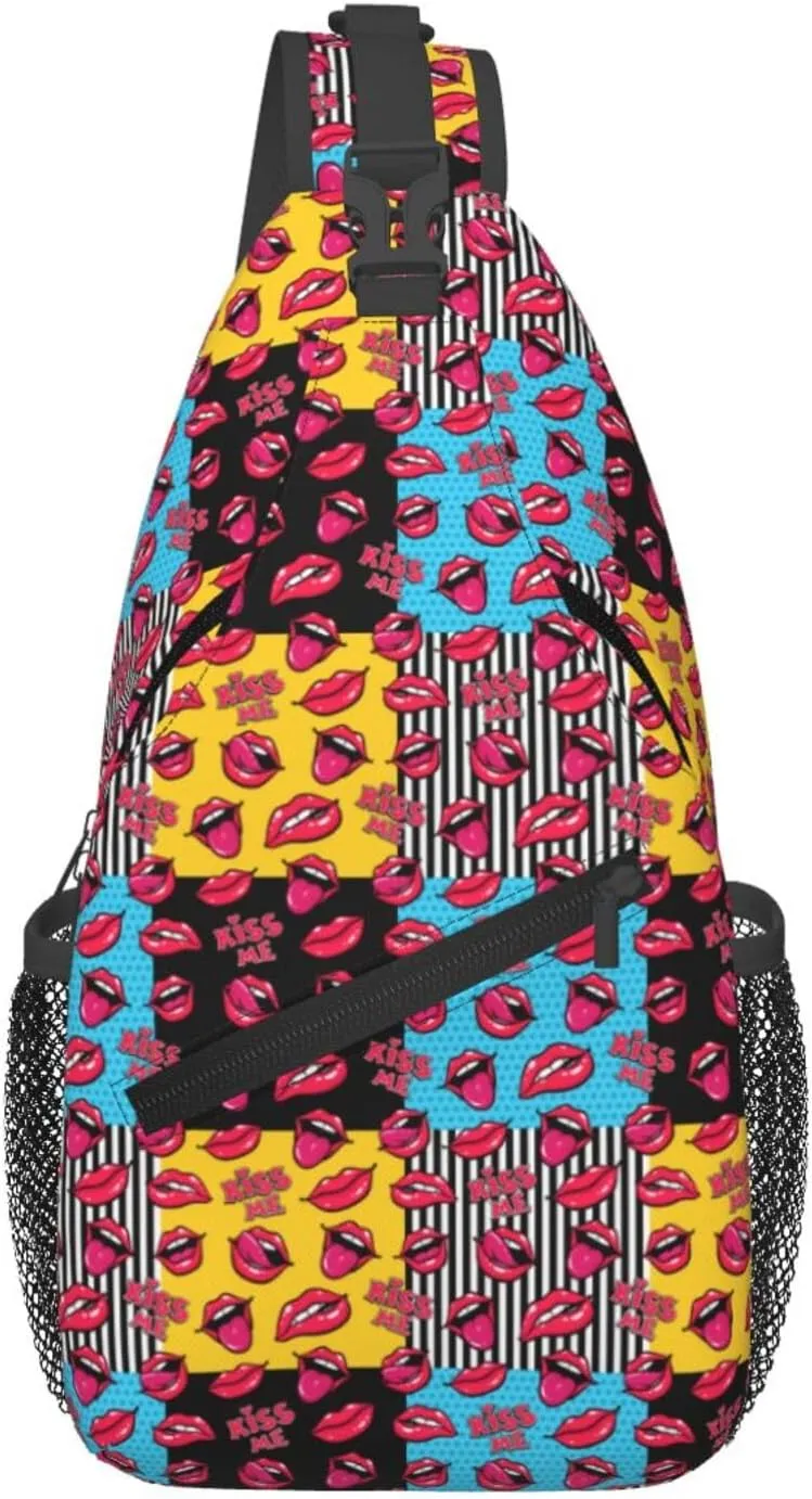 Rainbow Camouflage Sling Bag Adjustable Crossbody Bag Casual Chest Bags Travel Shoulder Backpack For Women Men