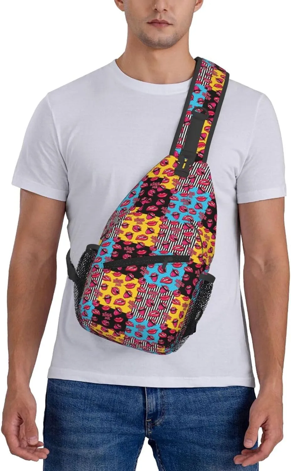 Rainbow Camouflage Sling Bag Adjustable Crossbody Bag Casual Chest Bags Travel Shoulder Backpack For Women Men