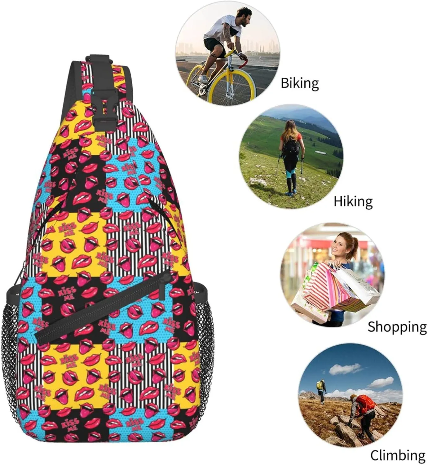 Rainbow Camouflage Sling Bag Adjustable Crossbody Bag Casual Chest Bags Travel Shoulder Backpack For Women Men