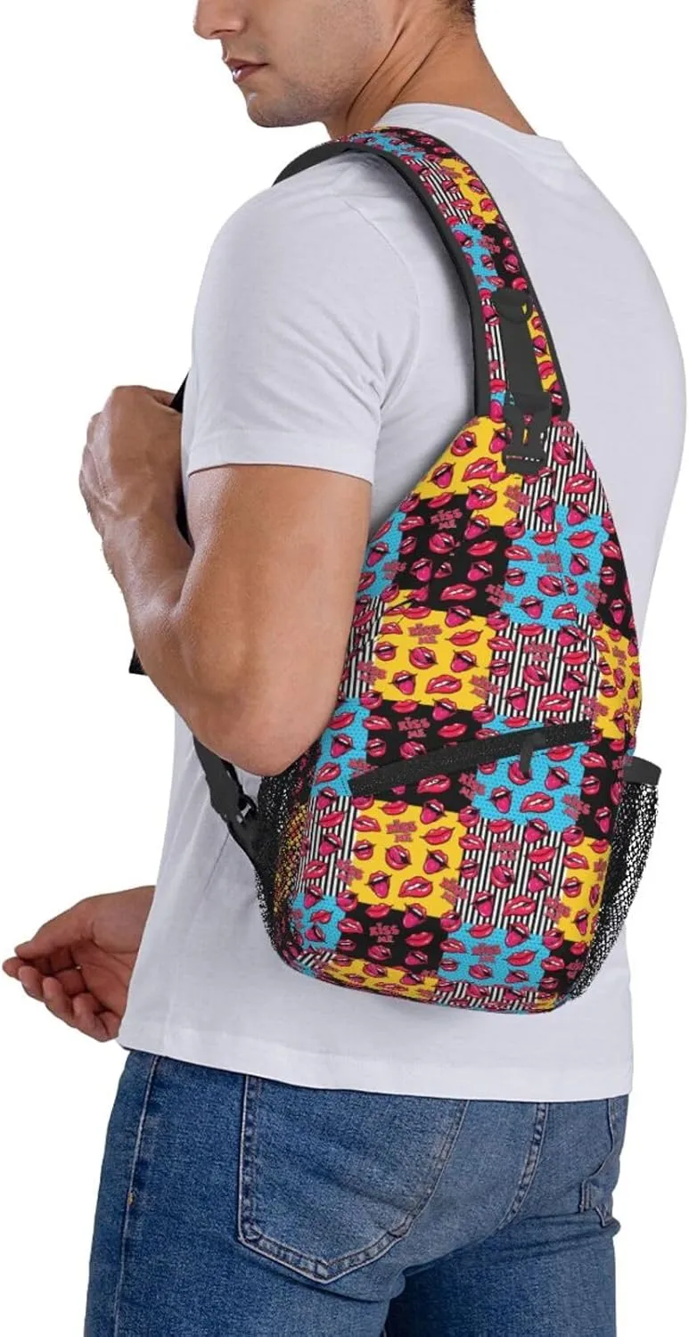 Rainbow Camouflage Sling Bag Adjustable Crossbody Bag Casual Chest Bags Travel Shoulder Backpack For Women Men