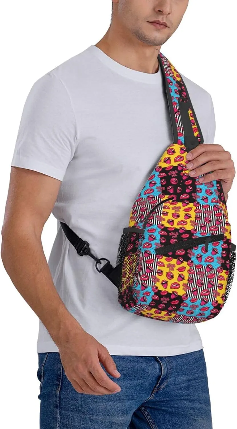 Rainbow Camouflage Sling Bag Adjustable Crossbody Bag Casual Chest Bags Travel Shoulder Backpack For Women Men
