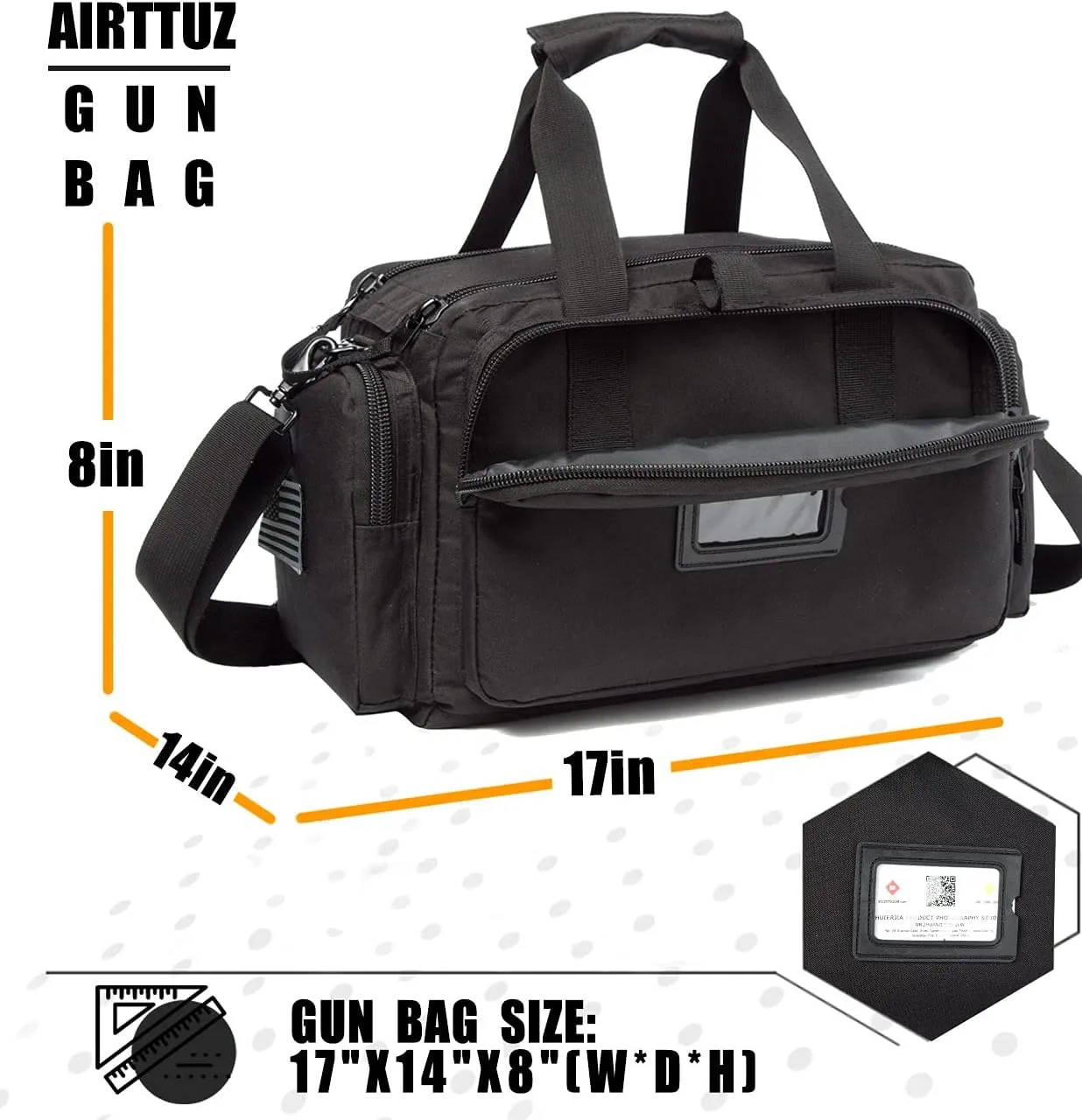 Range Bag | Gun Range Duffle Bag for Handguns and Ammo,USA Flag Patch Included. (Black)