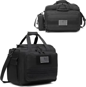 Range Bag Large for 4  Pistol (Black)   Range Bag Medium for 2~4 Pistol (Black), Lockable Zipper, Durable Material, Compact Design