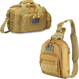 Range Bag Small for 2X Pistol (Tan)   Tactical Concealed Carry Sling Bag (Tan), Lockable Zipper, Durable Material, Compact Design