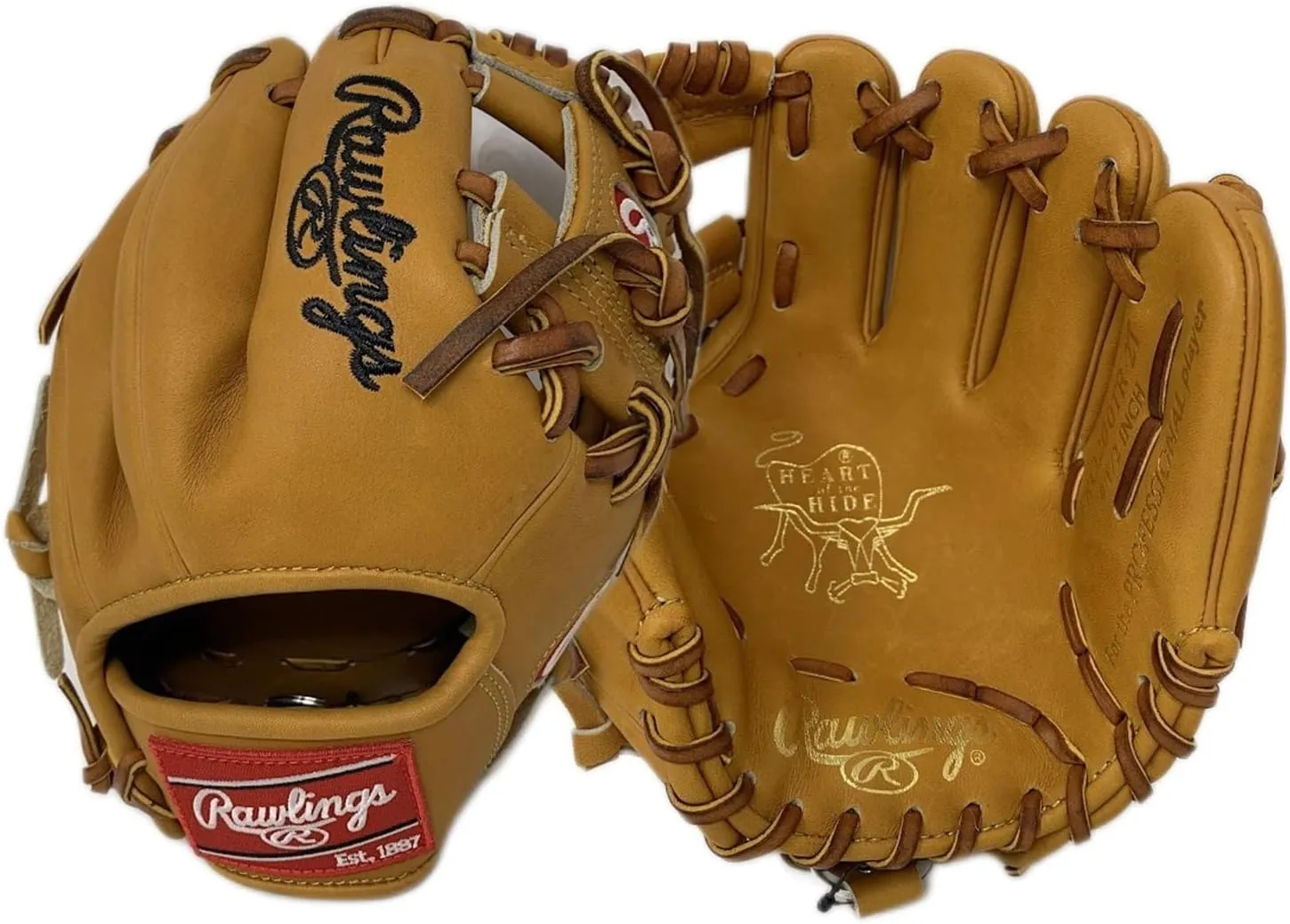 Rawlings | Infield Training Gloves | Baseball | Classic Tan Heart of The Hide | 9.5 Inch I Web