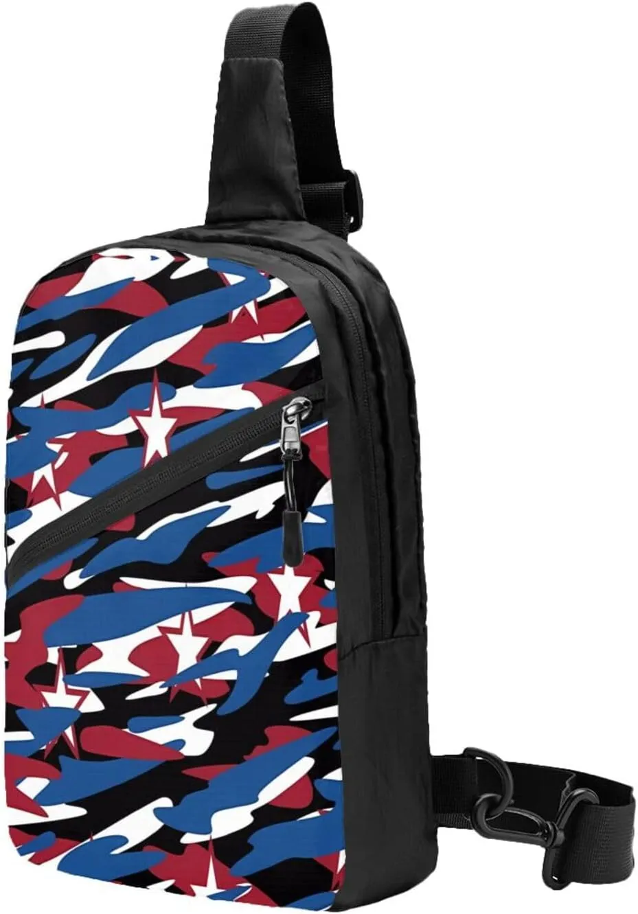 Red Blue Camouflage Stars Portable Sling Bags Packable Crossbody Bag Foldable Sport Daypack Reusable Shoulder Backpack Diagonally Chest Bag for Workout Travel