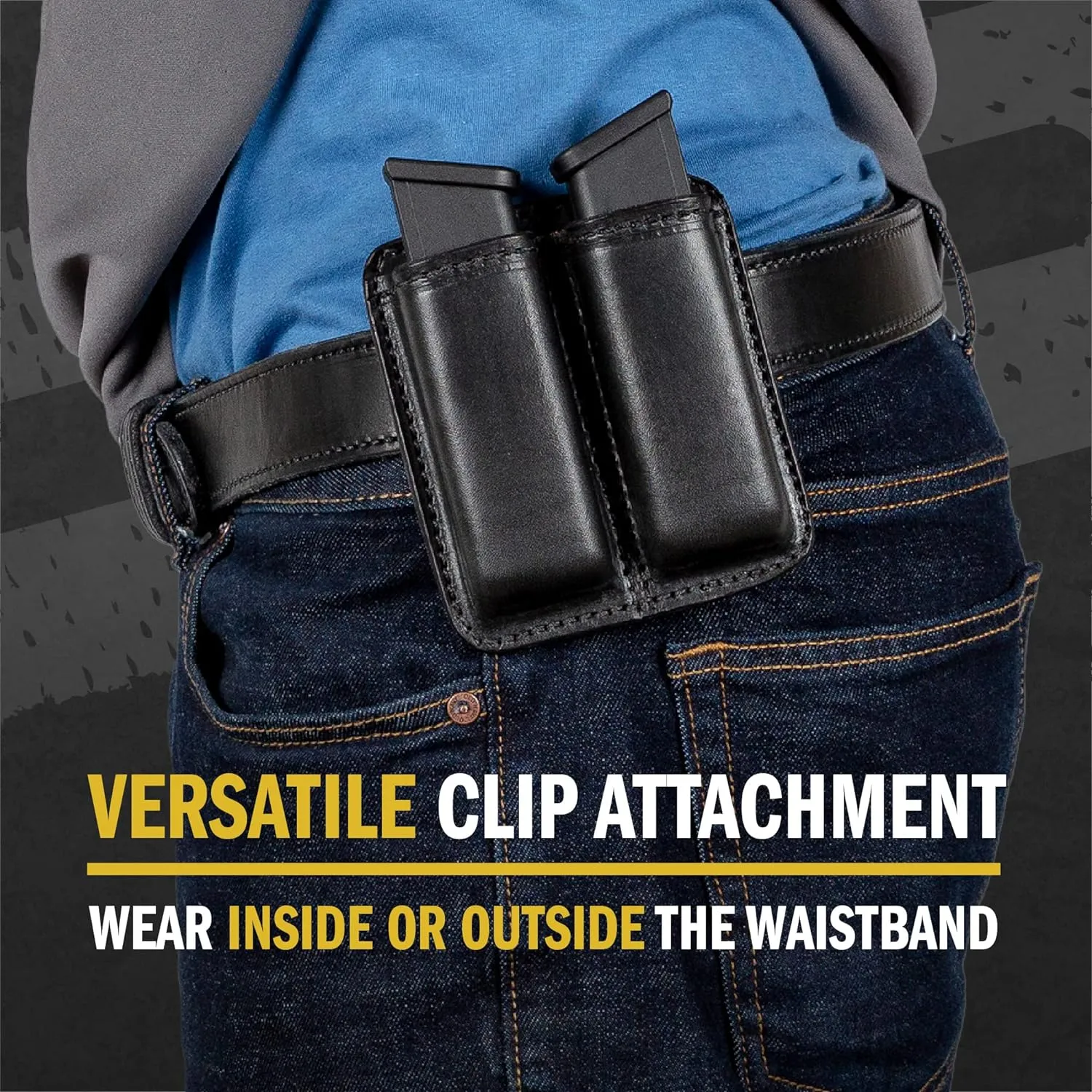 Relentless Tactical Leather Double Magazine Holder | Made in USA | Sizes to fit virtually Any 9mm, .40 or .45 Caliber Pistol Mag | Single or Double Stack | IWB or OWB Mag Pouch