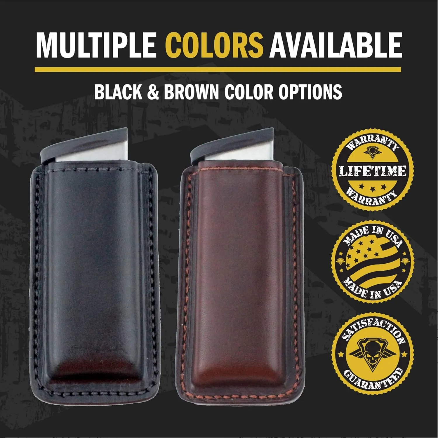 Relentless Tactical Leather Magazine Holder | Made in USA Sizes to fit virtually Any 9mm .40 .45 or .380 Pistol Mag | Single or Double Stack | IWB or OWB