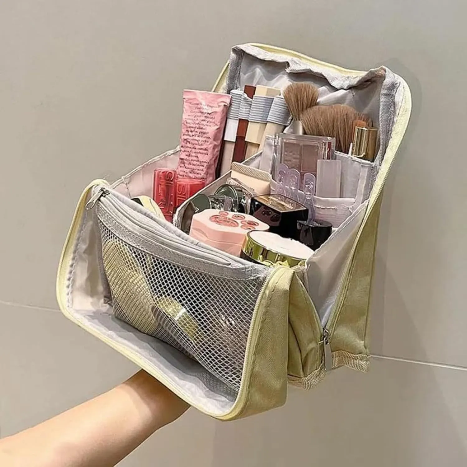 Relevanton Standing Makeup Bag,Stand Up Makeup Bag,Vertical Makeup Organizer Bag,Doresty Standing Make Up Bag Portable, Large Capacity (#2)