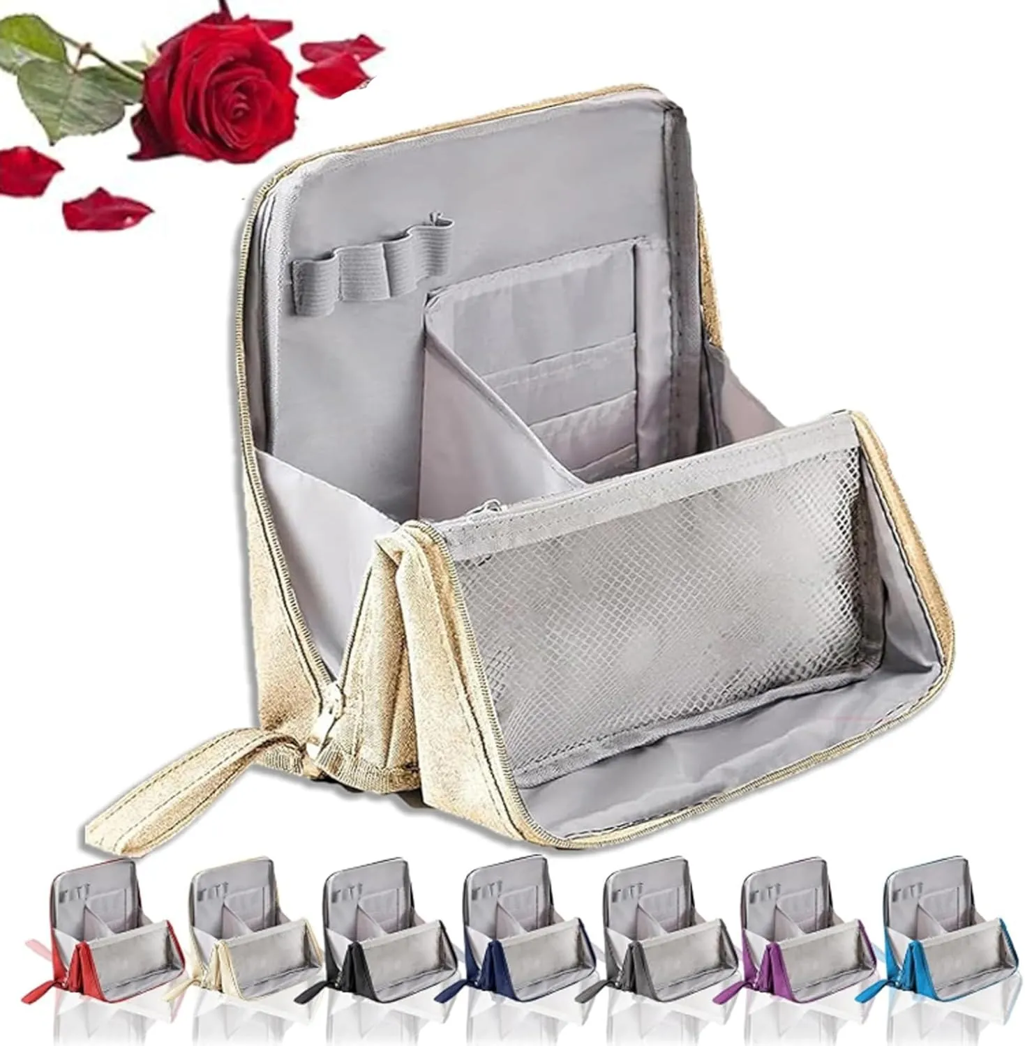 Relevanton Standing Makeup Bag,Stand Up Makeup Bag,Vertical Makeup Organizer Bag,Doresty Standing Make Up Bag Portable, Large Capacity (#2)