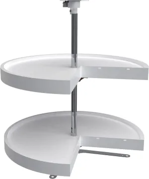 Rev-A-Shelf 2 Tier Pie-Cut Lazy Susan for Corner Base Cabinets, Plastic, 24" Double Shelf Swivel Kitchen Spice/Can Organizer, White, 6942-24-11-52