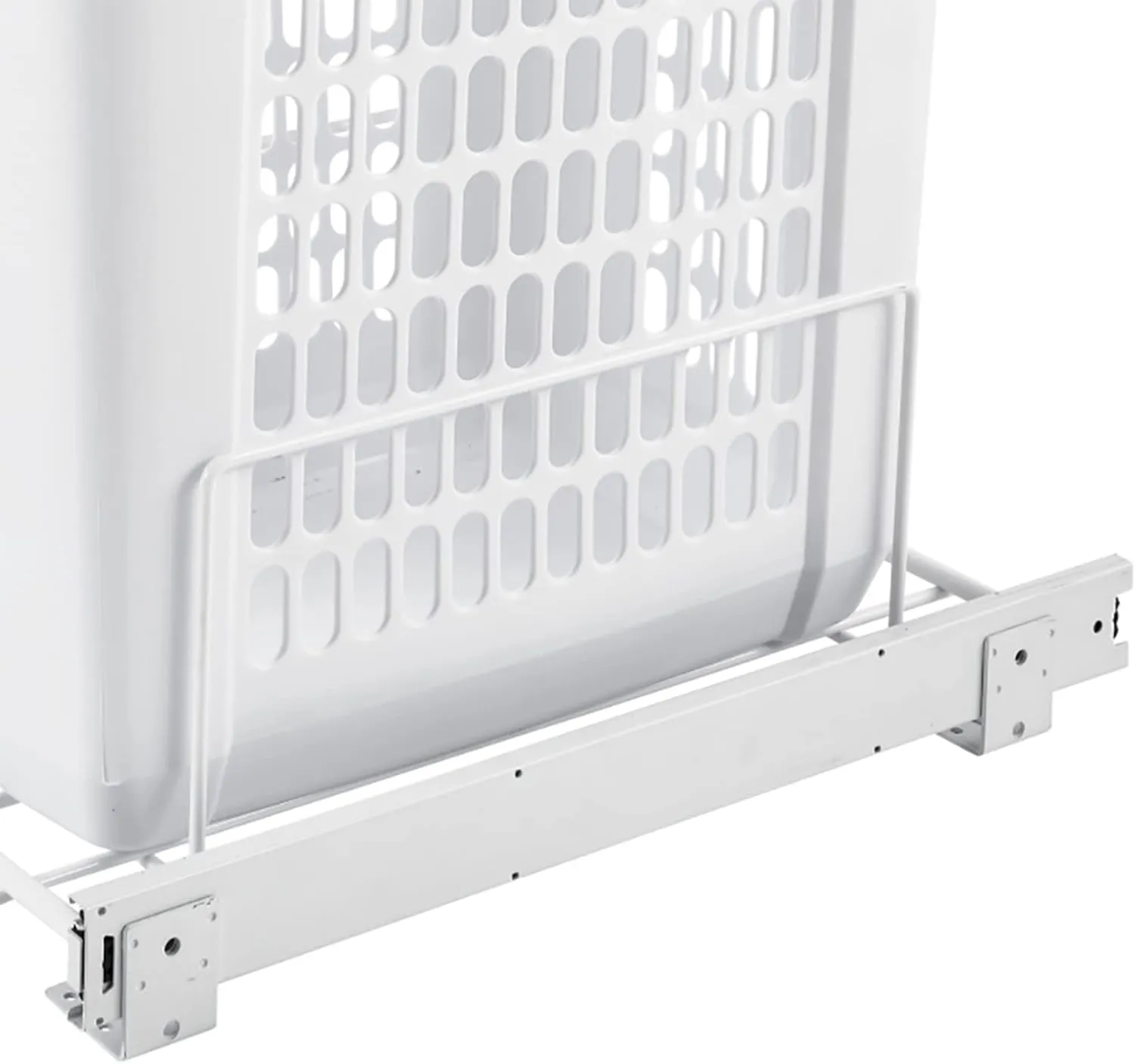 Rev-A-Shelf Pullout 20" Deep Cabinet Floor Steel Mounted Polymer Plastic Clothes Laundry Hamper with Full Extension Slides, White, HPRV-1520 S