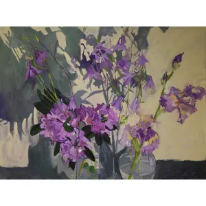 Rhododendron Iris and Shadows c-lb235 by Lila Bacon Floral Painting on Canvas