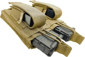 Rifle and Pistol Mag Pouch | American Company | Open Top Single Double Triple Magazine Holster for Ammo | Universal Tactical Molle Bag Holder