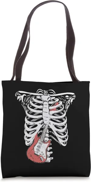 Rock & Roll Skeleton Guitar Player Figurine Music Lover Tote Bag