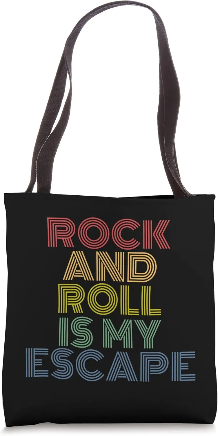 Rock And Roll Is My Escape retro 70s vintage Tote Bag