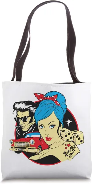 Rockabilly 1950s Sock Hop Pinup Gifts Rock and Roll Doo Wop Tote Bag