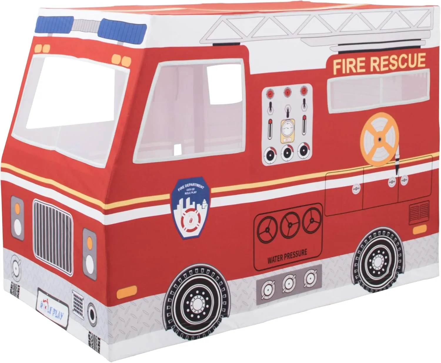 ROLE PLAY Kids’ Deluxe Fire Truck Playhouse, Premium Indoor & Outdoor Play Tent, Pretend Play, 100% Cotton Canvas, Durable, Free Plush Toys Included, Encourages Imagination & Creativity, Ages 3 