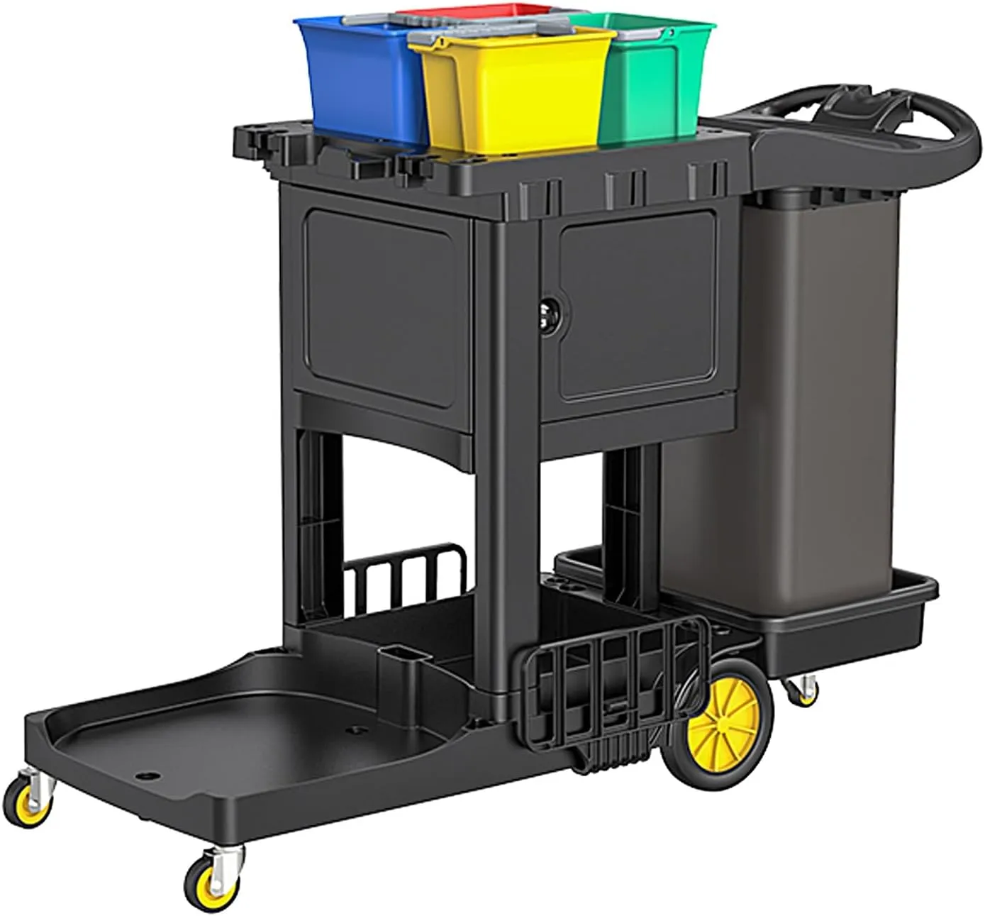 Rolling Laundry Cart Thickened Plastic Dirty Clothes Hamper with Wheels Multifunctional Cleaning Vehicle for Hotels, Shopping Malls, Airports Can Bear 150kg(145 * 61.4 * 110.8cm)