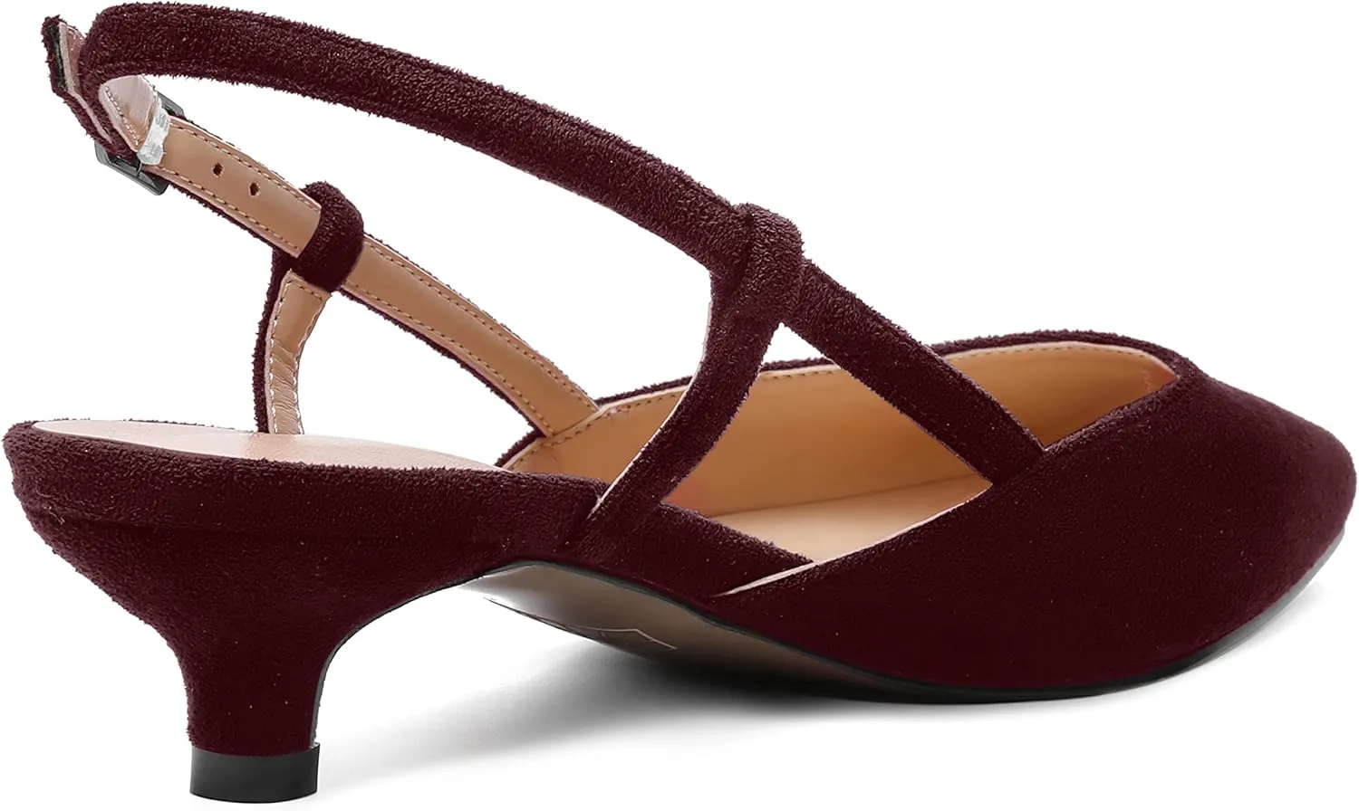 ROSERWISH Womens Cute Square Toe Slingback Suede Wedding Party Comfortable Kitten Low Heel Pumps Dress Shoes 1.5 Inch