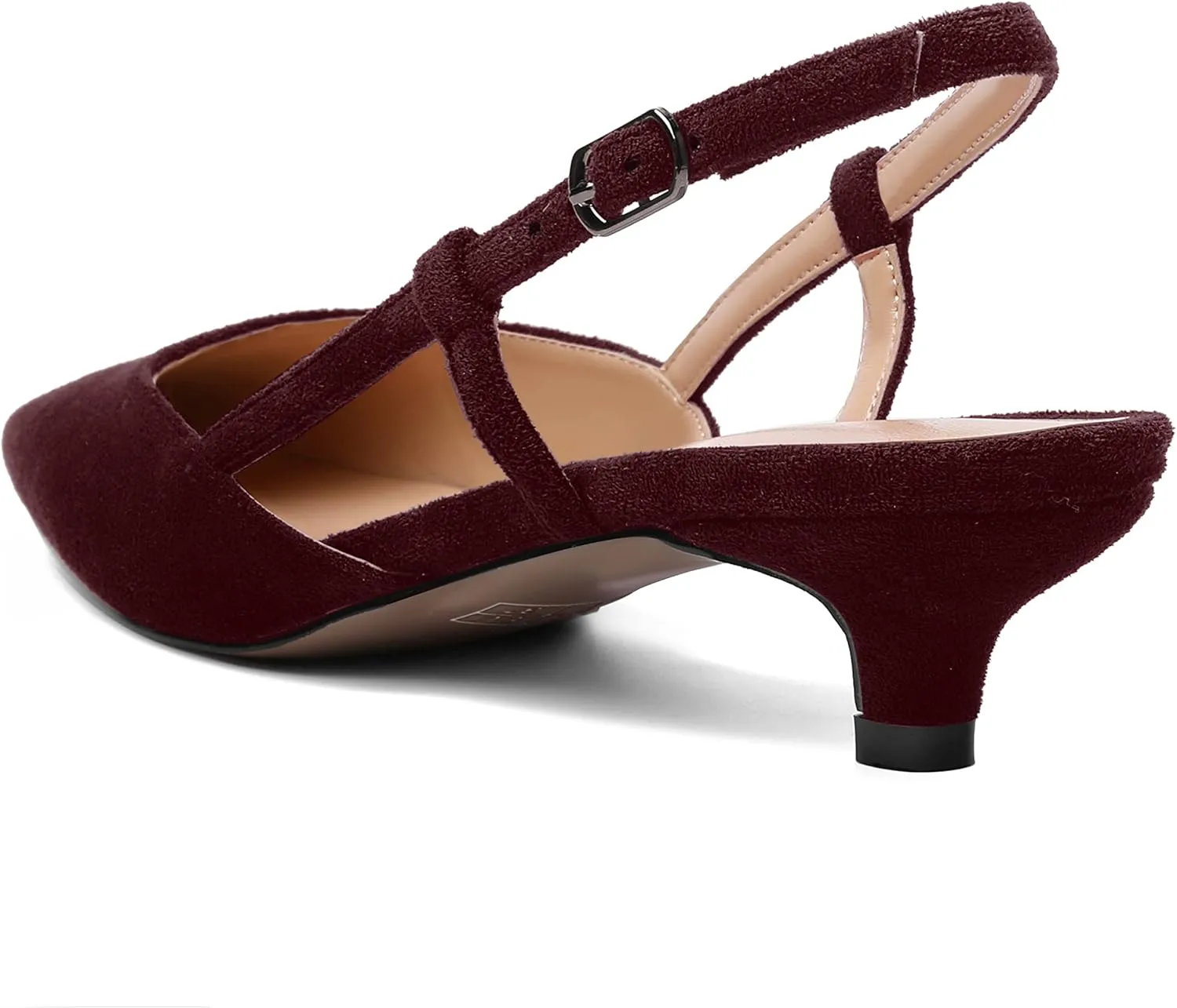 ROSERWISH Womens Cute Square Toe Slingback Suede Wedding Party Comfortable Kitten Low Heel Pumps Dress Shoes 1.5 Inch
